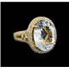 Image 1 : 6.31 ctw Aquamarine and Diamond Ring - 14KT Yellow Gold