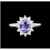 Image 2 : 1.58 ctw Tanzanite and Diamond Ring - 14KT White Gold