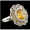 Image 2 : 14KT White Gold 3.40 ctw Citrine & Diamond Ring