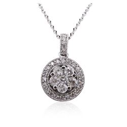 14KT White Gold 0.91 ctw Diamond Pendant With Chain