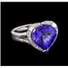 7.48 ctw Tanzanite and Diamond Ring - 14KT White Gold