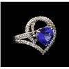 Image 1 : 4.13 ctw Tanzanite and Diamond Ring - 18KT White Gold