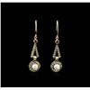 Pearl, Ruby and Diamond Earrings - 18KT Yellow Gold