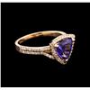 Image 1 : 1.80 ctw Tanzanite and Diamond Ring - 14KT Rose Gold