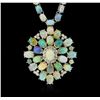 Image 1 : 14KT White Gold 30.53 ctw Opal and Diamond Necklace