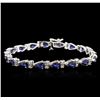 Image 1 : 14KT White Gold 7.74 ctw Sapphire and Diamond Bracelet