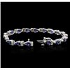 Image 3 : 14KT White Gold 7.74 ctw Sapphire and Diamond Bracelet