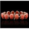 Image 2 : 14KT Rose Gold 65.20 ctw Coral and Diamond Bracelet
