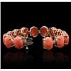 Image 3 : 14KT Rose Gold 65.20 ctw Coral and Diamond Bracelet