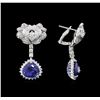 Image 2 : 8.24 ctw Tanzanite and Diamond Earrings - 18KT White Gold