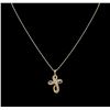 Image 1 : 14KT Yellow Gold 0.35 ctw Diamond Cross Pendant With Chain