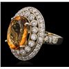 Image 1 : 14KT White Gold 15.39 ctw Citrine and Diamond Ring