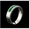 Image 4 : 0.60 ctw Emerald and Diamond Ring - 14KT White Gold