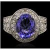 Image 2 : 14KT White Gold 5.21 ctw Tanzanite and Diamond Ring