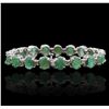 Image 2 : 14KT White Gold 20.90 ctw Emerald and Diamond Bracelet