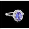 1.78 ctw Tanzanite and Diamond Ring - 14KT White Gold
