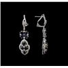 Image 2 : 4.20 ctw Sapphire and Diamond Earrings - 18KT White Gold