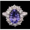 Image 2 : 14KT White Gold 3.35 ctw Tanzanite and Diamond Ring
