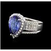 Image 2 : 18KT White Gold 3.66 ctw Tanzanite and Diamond Ring