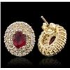 Image 1 : 14KT Yellow Gold 2.07 ctw Ruby and Diamond Earrings