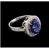 Image 1 : 3.20 ctw Tanzanite and Diamond Ring - 14KT White Gold