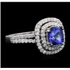 Image 2 : 14KT White Gold 1.88 ctw Tanzanite and Diamond Ring