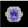 Image 2 : 6.82 ctw Tanzanite and Diamond Ring - 14KT White Gold