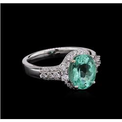 2.75 ctw Paraiba Tourmaline and Diamond Ring - 18KT White Gold