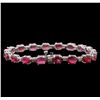Image 2 : 14KT White Gold 18.18 ctw Ruby and Diamond Bracelet