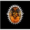 Image 2 : 14KT White Gold 12.00 ctw Citrine and Diamond Ring