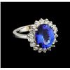 3.54 ctw Tanzanite and Diamond Ring - 14KT White Gold