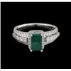 Image 2 : 1.17 ctw Emerald and Diamond Ring - 18KT White Gold
