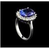 Image 3 : 3.91 ctw Tanzanite and Diamond Ring - 14KT White Gold
