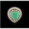 Image 1 : 14KT Yellow Gold GIA Certified 7.47 ctw Emerald and Diamond Ring