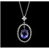 Image 1 : 14KT White Gold 3.89 ctw Tanzanite and Diamond Pendant With Chain
