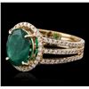 Image 2 : 14KT Yellow Gold 2.82 ctw Emerald and Diamond Ring
