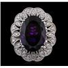 Image 1 : 14KT White Gold 11.35 ctw Amethyst and Diamond Ring