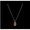 Image 2 : 9.50 ctw Morganite and Diamond Pendant With Chain - 14KT Rose Gold