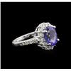 3.03 ctw Tanzanite and Diamond Ring - 14KT White Gold