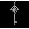 1.05 ctw Diamond Key Pendant With Chain - 14KT White Gold