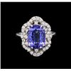 Image 2 : 4.60 ctw Tanzanite and Diamond Ring - 14KT White Gold