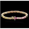Image 2 : 14KT Yellow Gold 12.50 ctw Sapphire and Diamond Bracelet