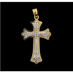 0.60 ctw Diamond Cross Pendant - 14KT Yellow Gold