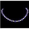 Image 1 : 14KT White Gold 51.10 ctw Tanzanite and Diamond Necklace