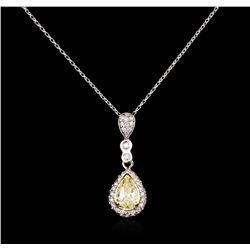 1.52 ctw Fancy Yellow Diamond Pendant With Chain - 14KT Two-Tone Gold