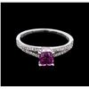 Image 2 : 0.99 ctw Pink Sapphire and Diamond Ring - 18KT White Gold