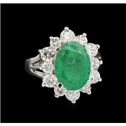 14KT White Gold 3.41 ctw Emerald and Diamond Ring
