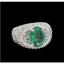 14KT White Gold 2.50 ctw Emerald and Diamond Ring