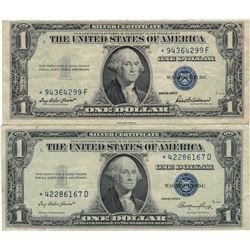 1935 $1 Star Note Silver Certificate Currency Lot of 2