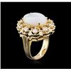Image 3 : 14KT Yellow Gold 3.37 ctw Opal and Diamond Ring